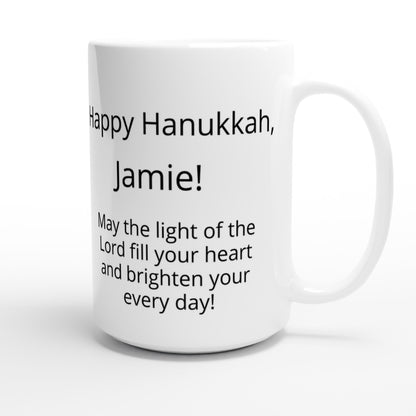 White 15oz Ceramic Mug - Personalized Hanukkah20 | Kid-Epics Expressions