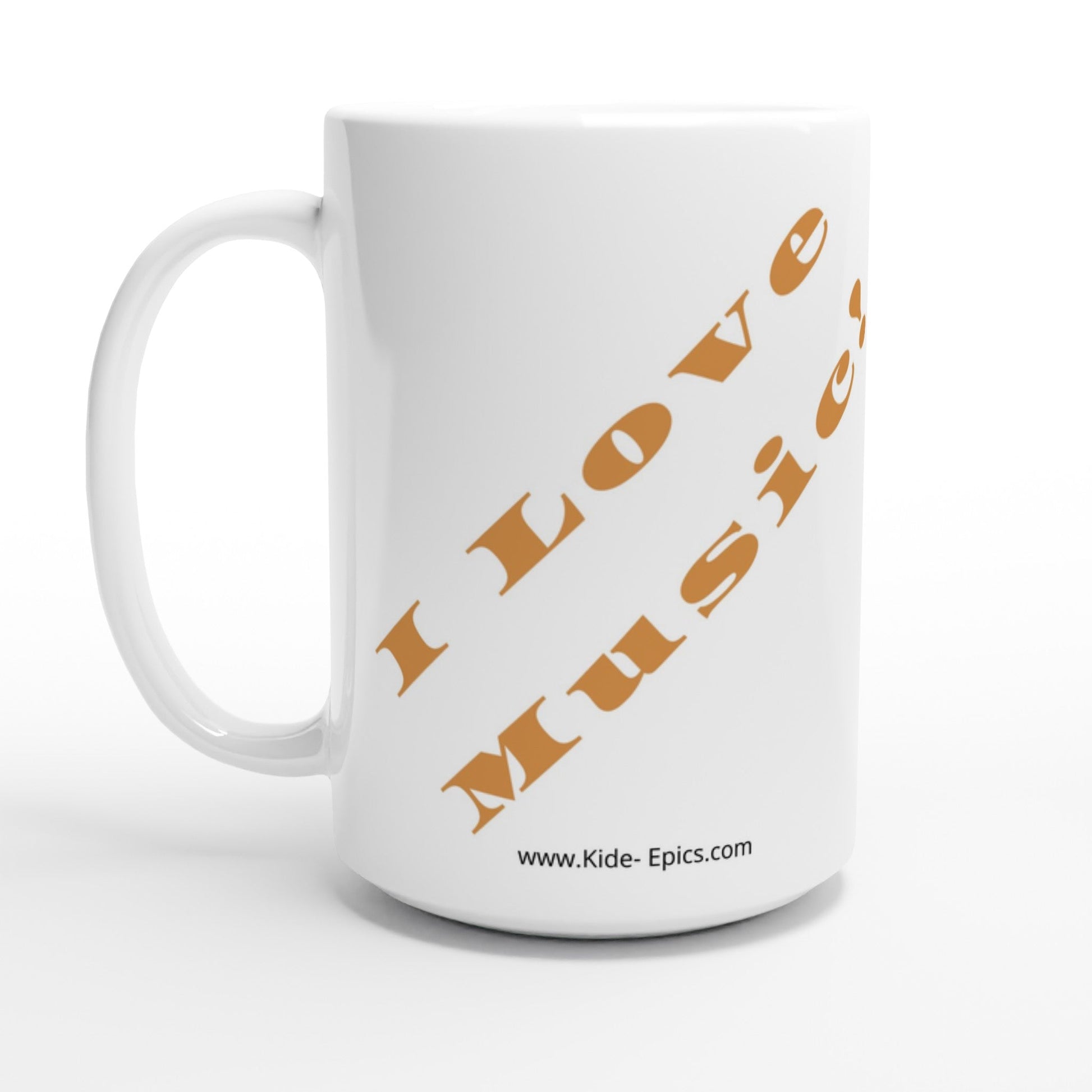 White 15oz Ceramic Mug -  I Love Music! | Kid-Epics Expressions